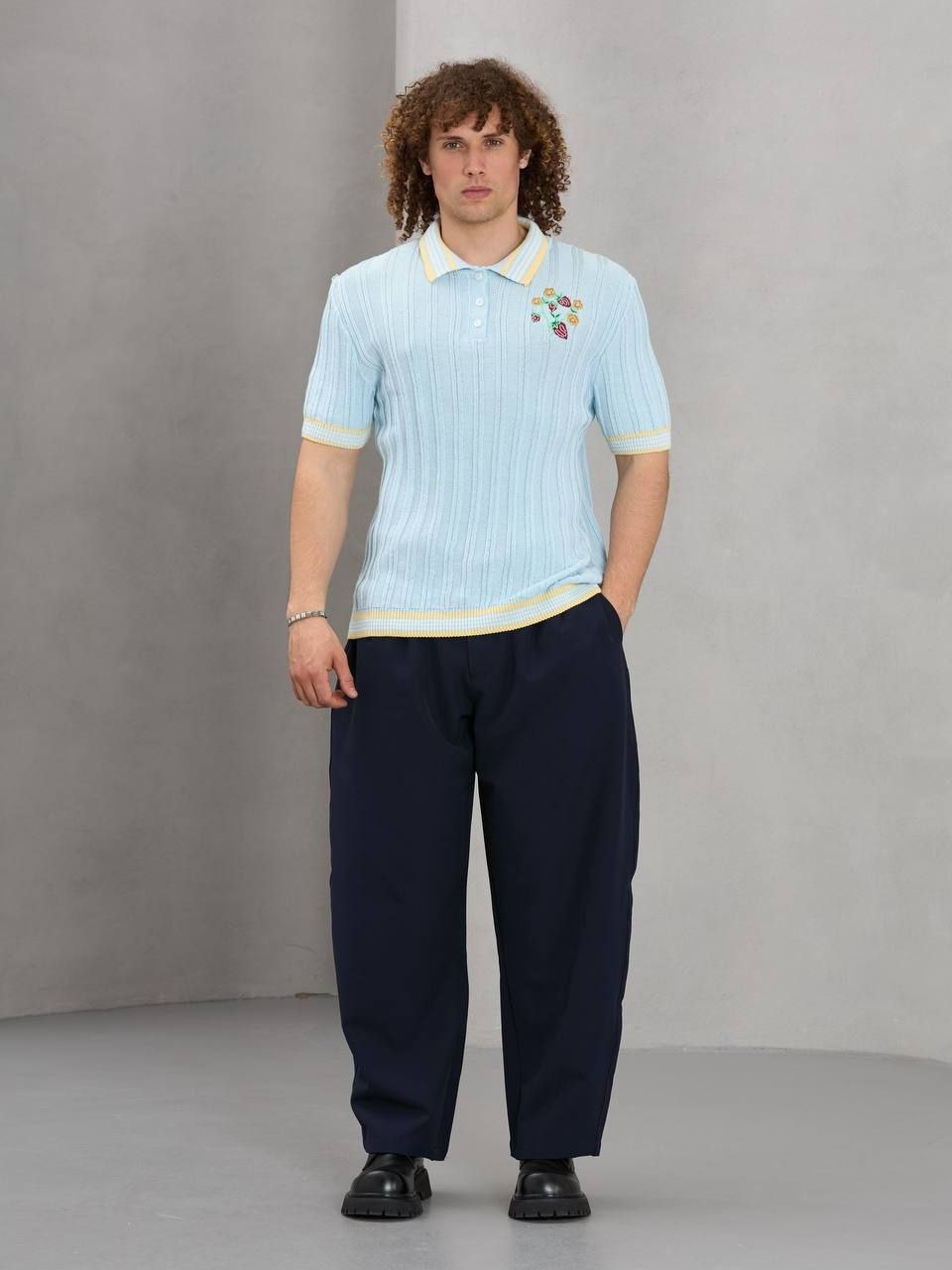 Florenza Knit Polo - Sky Blue