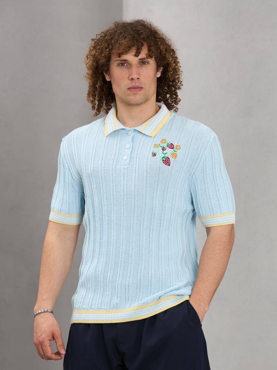 Florenza Knit Polo - Sky Blue
