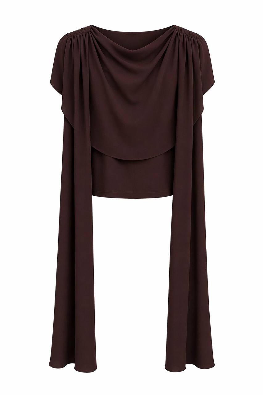 TOP DRAPÉ AVEC CAPE LONGUE