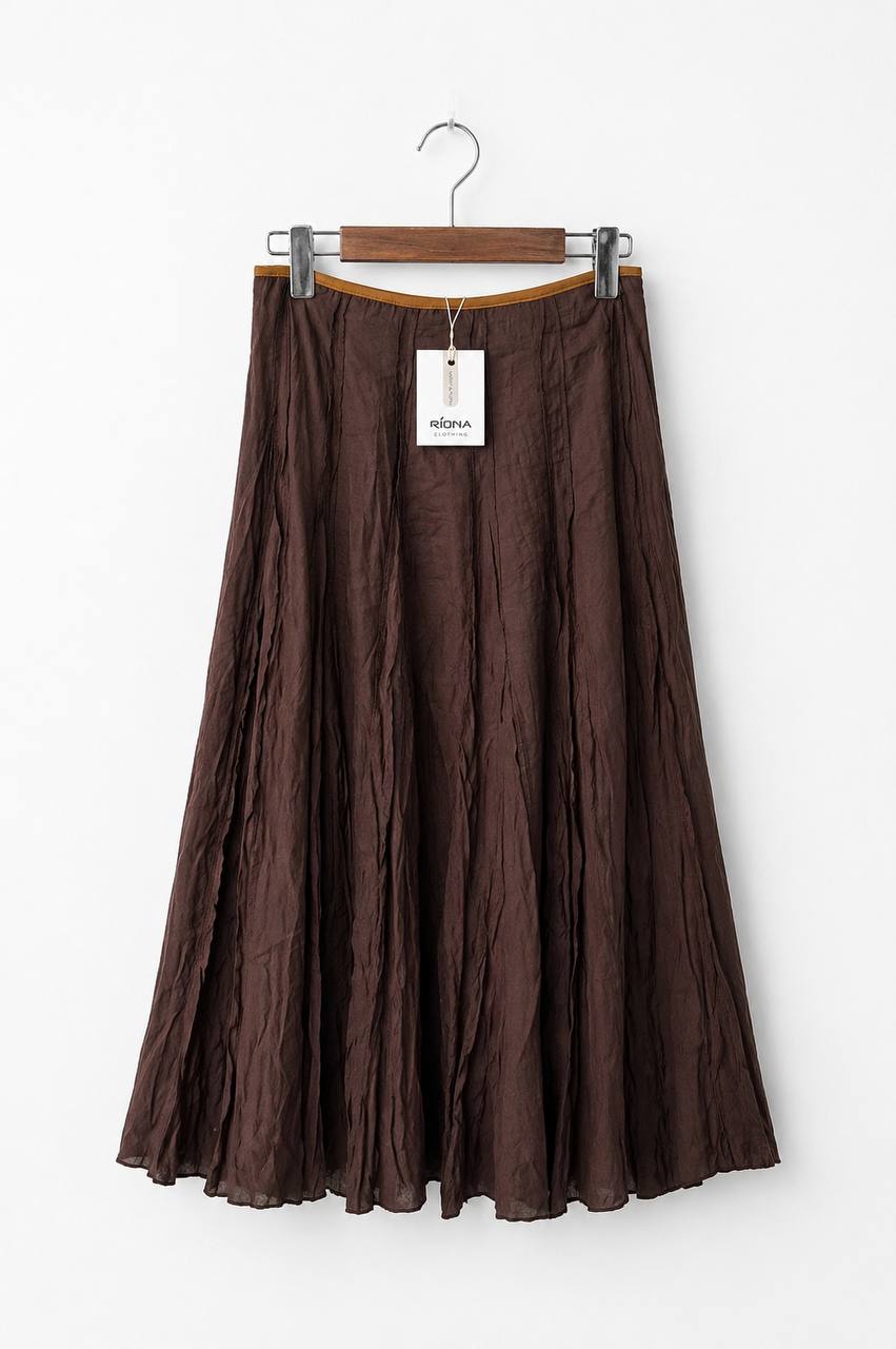 JUPE MIDI FLUIDE TEXTURÉE