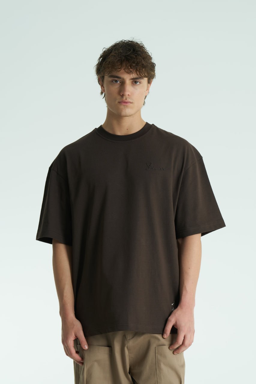 Glyph Oversize Men’s T-Shirt – Brown