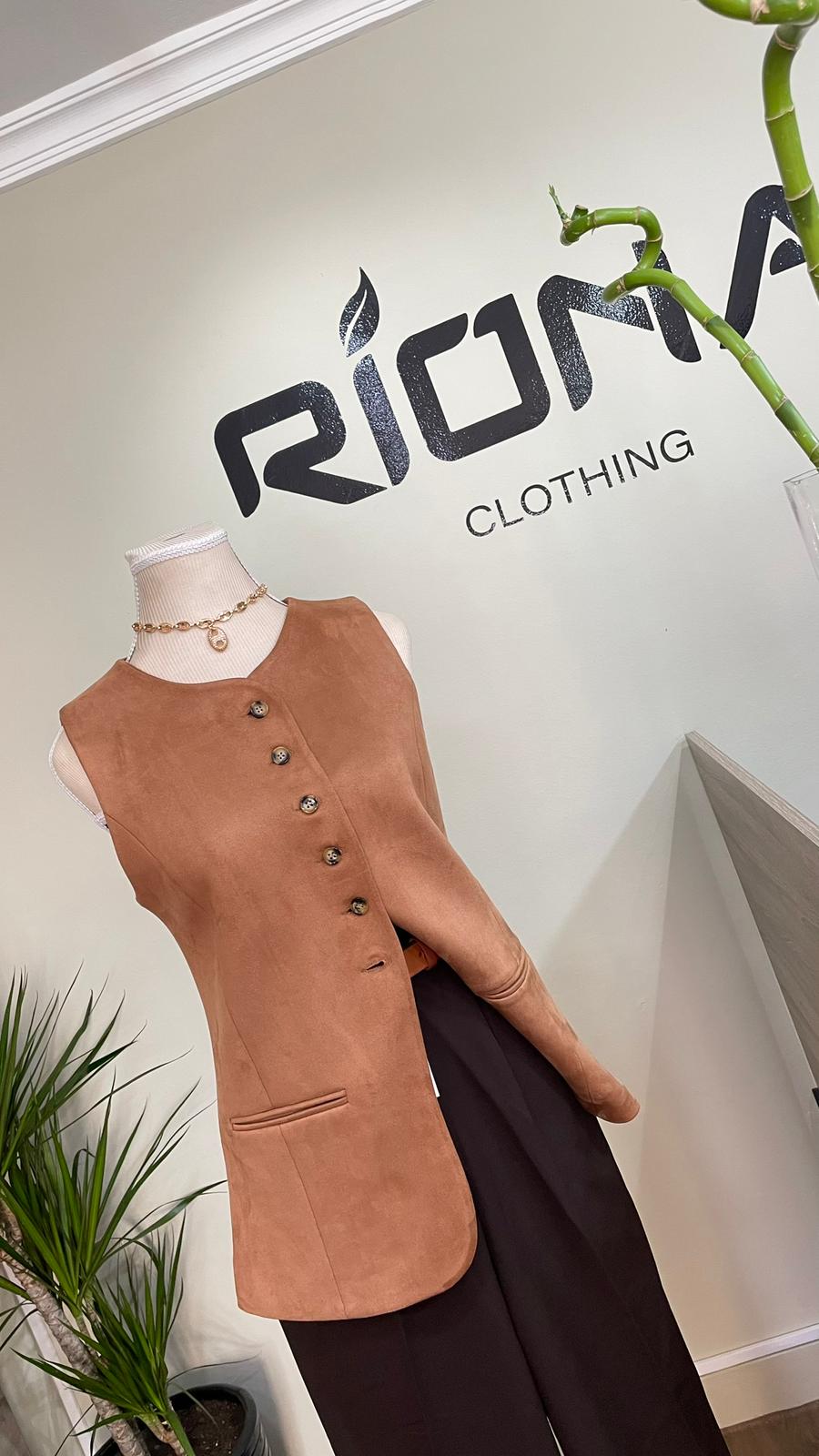 GILET LONG BOUTONNÉ EFFET DAIM