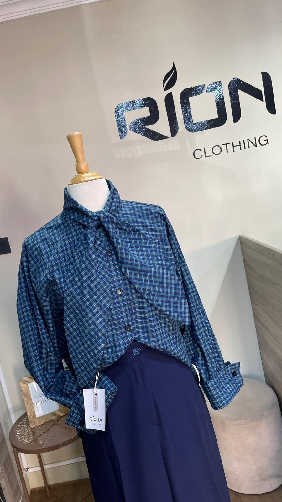 CHEMISE À CARREAUX COL LAVALLIÈRE