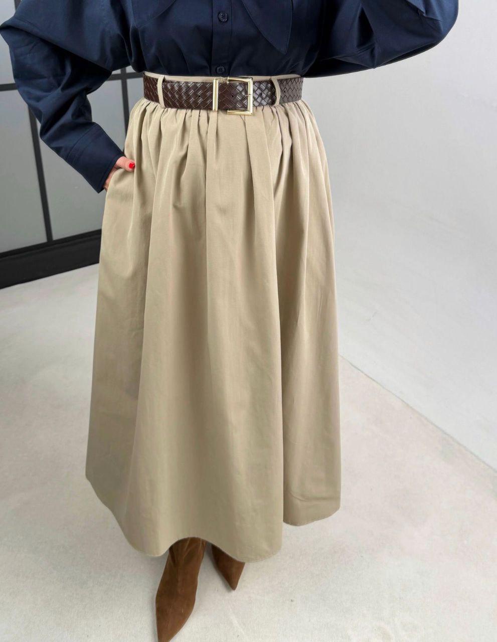 JUPE LONGUE ÉVASÉE AVEC CEINTURE