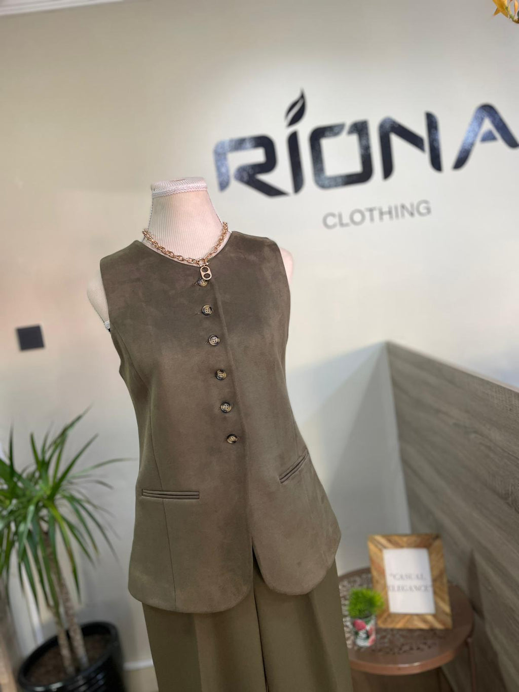 GILET LONG BOUTONNÉ EFFET DAIM